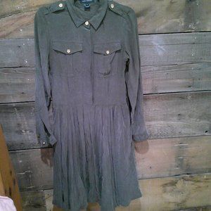 Olive green silk dress